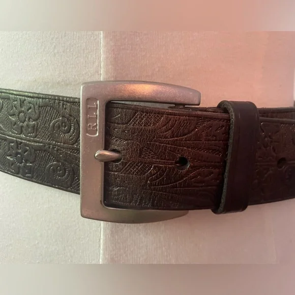 Lauren Ralph Lauren Flower Embossed Leather Belt Vintage Lauren Ralph Lauren Belt 32 main image 3